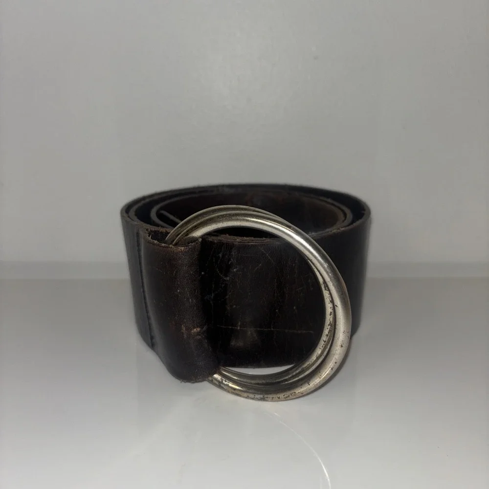The Limited Womens Brown Italian Leather‎ Double O-Ring Wide Cinch Belt 41 Inch